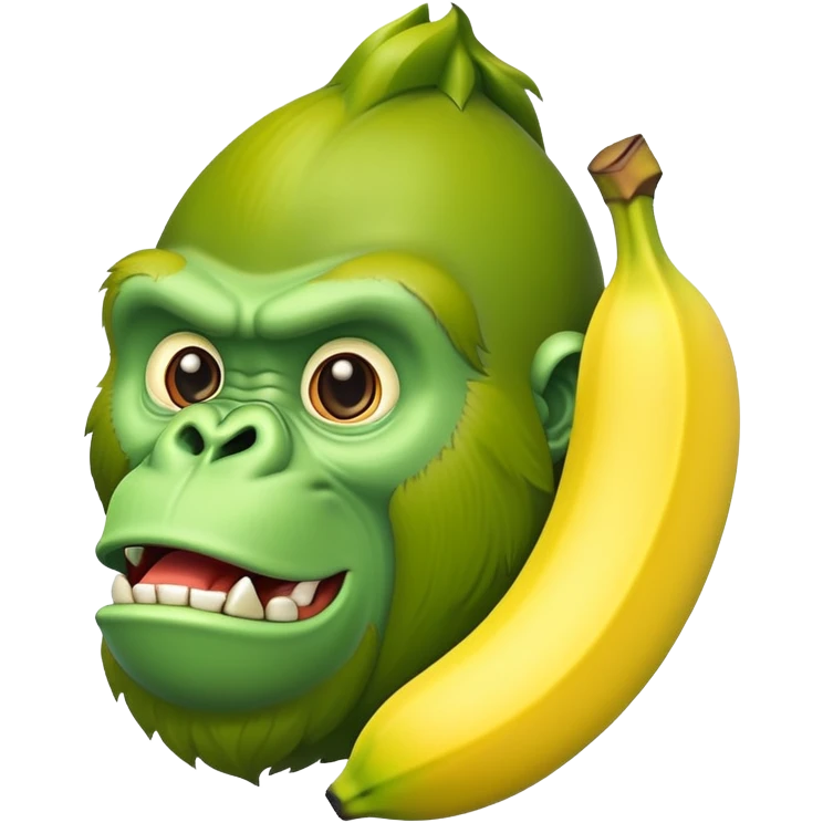 Banana with green gorilla head emoji