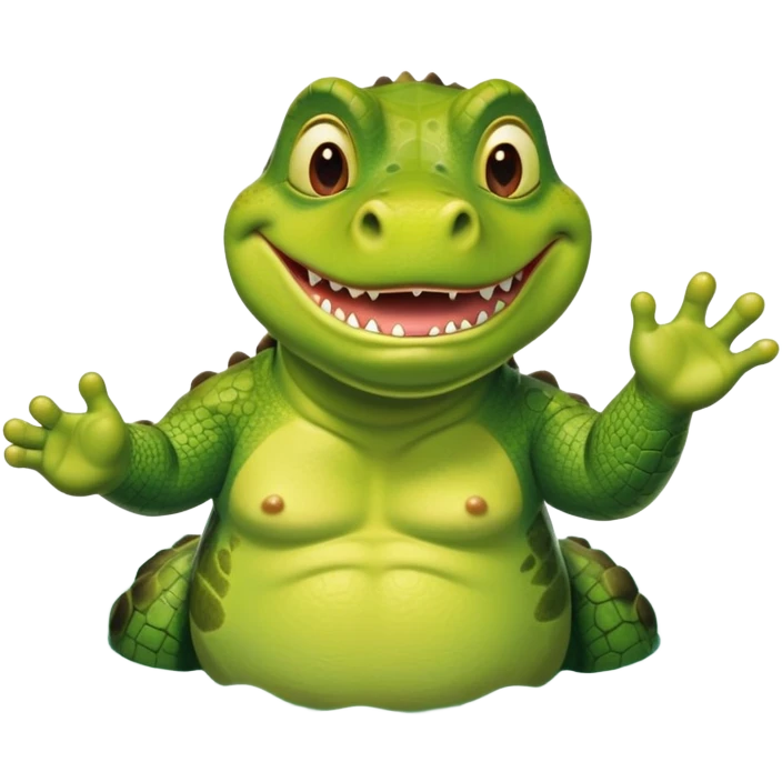 Green Shrekodil (mix of Shrek and crocodile) swimming breaststroke in a puddle emoji