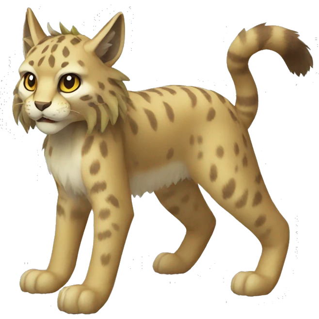 Grass-type Fakémon-Lynx full body emoji