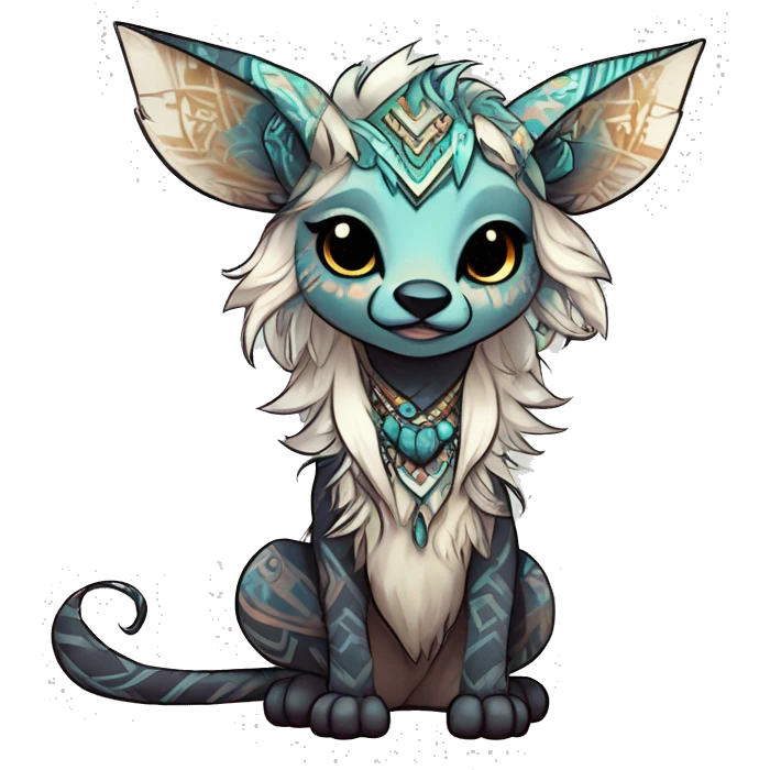 cute Kawaii edgy ethereal shy epic tribal fantasy animal fursona Fionbri creature by griffsnuff & LiLaiRa & Falvie with exotic colors with intricate patterns full body emoji