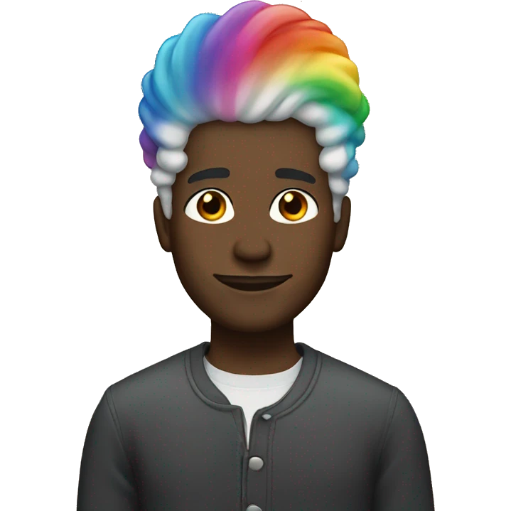 black man with rainbow hair emoji
