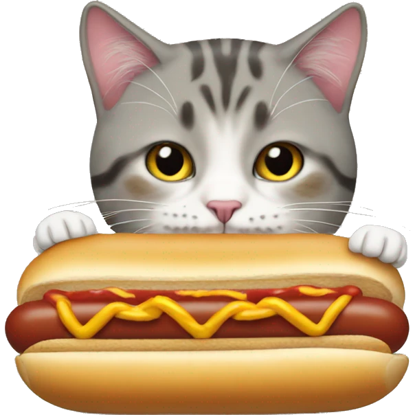 cat eating a hotdog  emoji