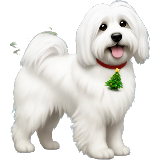 Coton de tulear with a Christmas tree emoji