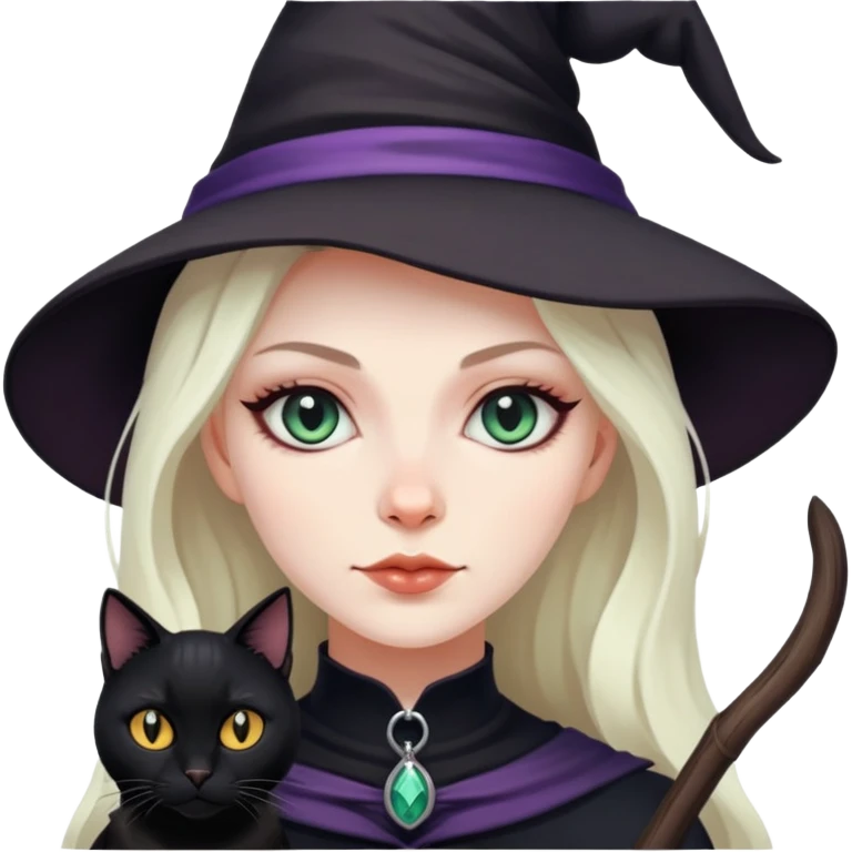 Witch with cat companion emoji
