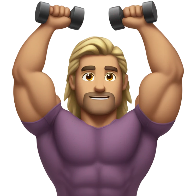 guy training with dumbells behind his head emoji