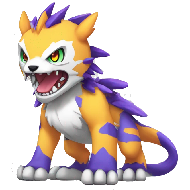 cute cool edgy Digimon-Fakemon-animal with colorful markings full body emoji