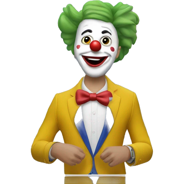 Create an image of an ABC News reporter dressed as a silly clown in a ABC News studio emoji