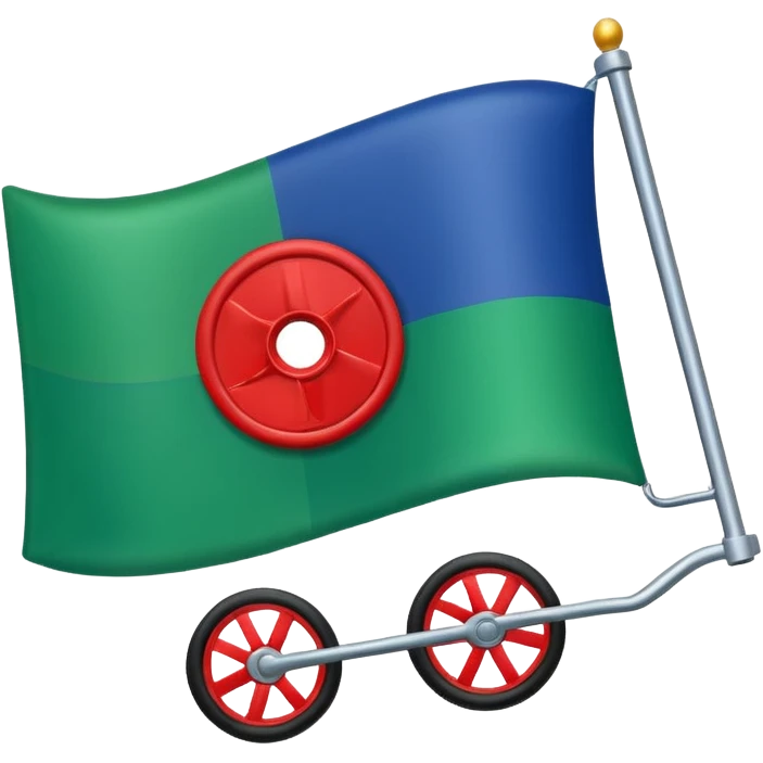 flag with green at the bottom and blue at the top with a red wheel in the middle emoji