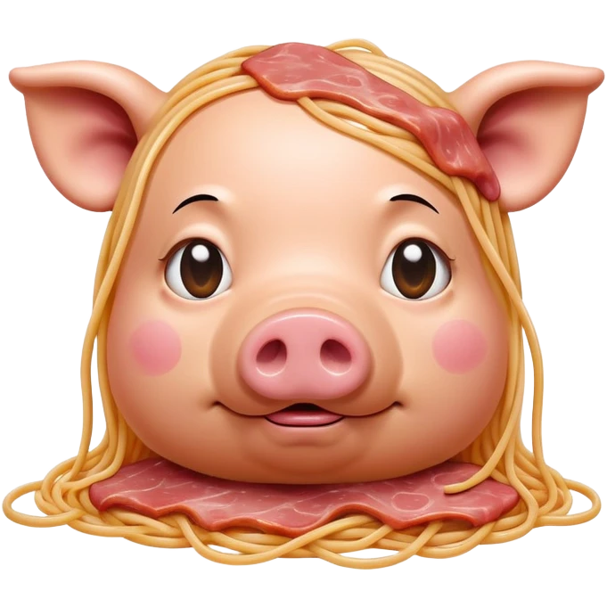  SPAM meat melted pink dripping sauce spaghetti monalisa pig face portrait emoji