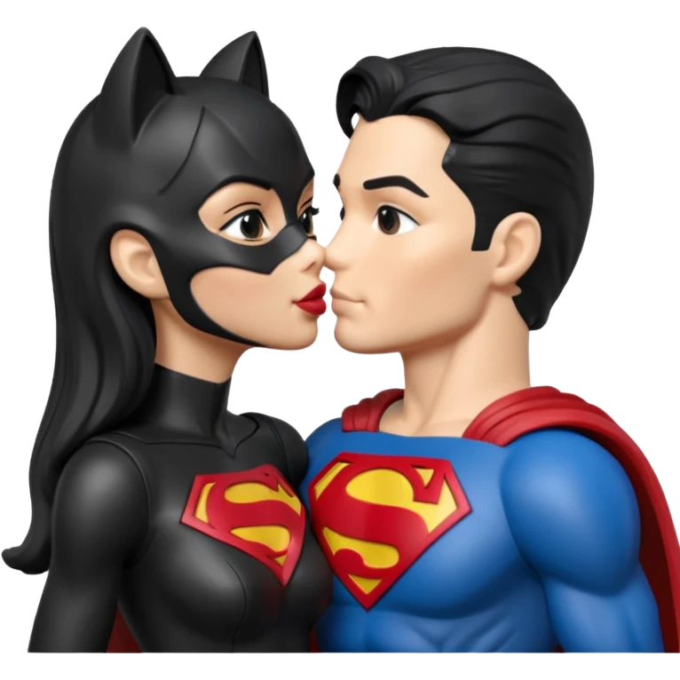 Isolated, ultra detailed illustration of the most incredibly realistic and sensual appearance, DC Hero Catwoman and superman kissing, 
figurine imaginable, toy style. emoji