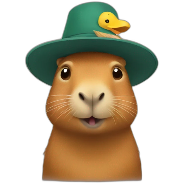 capibara wearing a duck hat emoji