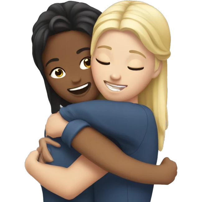 Best friends hugging blonde and brunette emoji