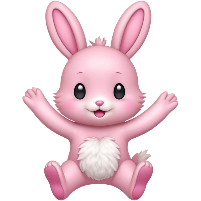 Exited pink bunny, kawaii chibi fluffy ears and body jumping of excitement  emoji