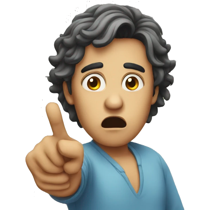 person pointing looking scared emoji