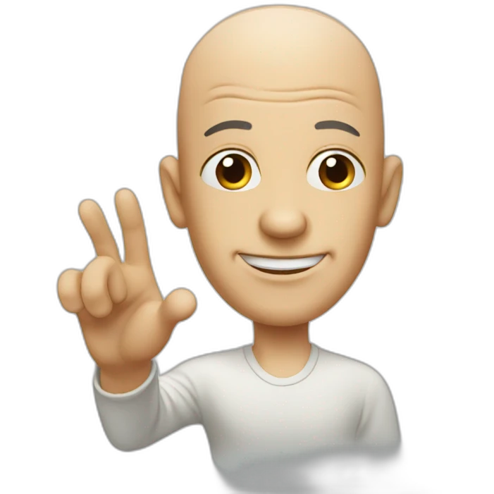 a bald man with a long nose waving his hand emoji