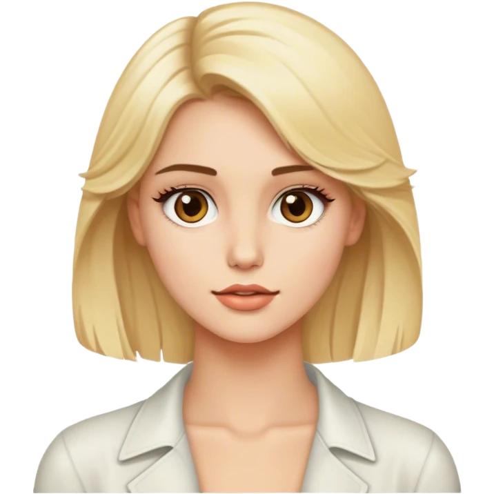 Blonde model with brown eyes, 1980's emoji