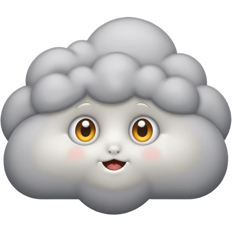 cute gray White Cloud, eyes,  emoji