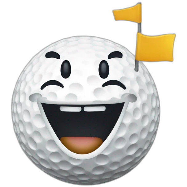 Excited Golf Emoji  Description A jumping golf ball with an enthusiastic expression, celebrating a successful putt. Maybe there are little flags around to indicate victory. emoji