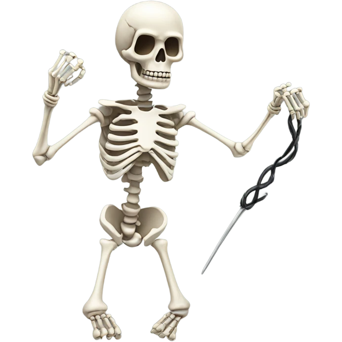 Skeleton with whip emoji