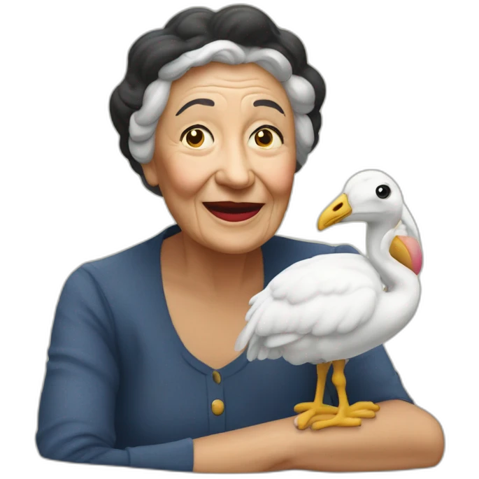 Mamie sur une autruche emoji