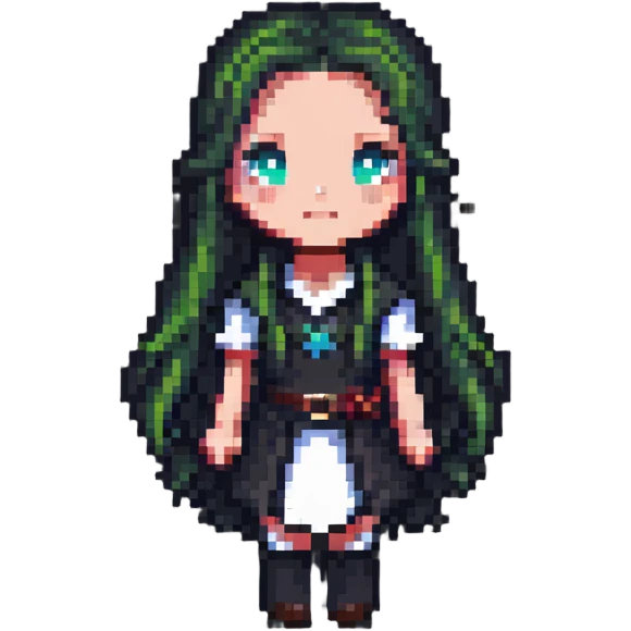 Girl character with long hair emoji