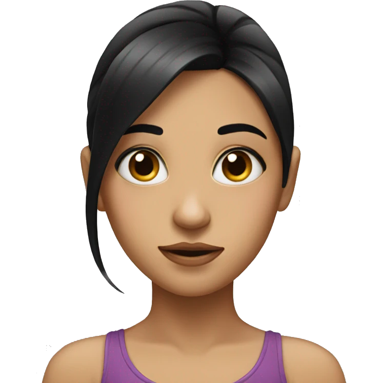 girl with black hair doing the side eye emoji