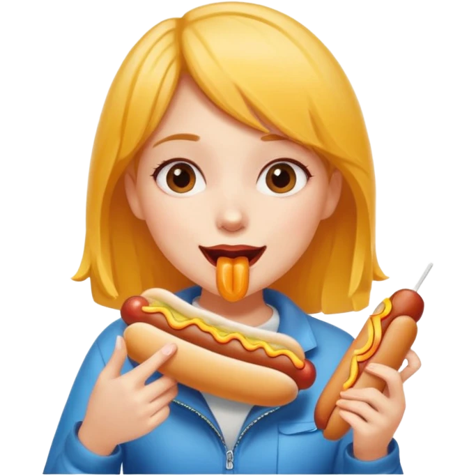 Girl eating hot dogs emoji