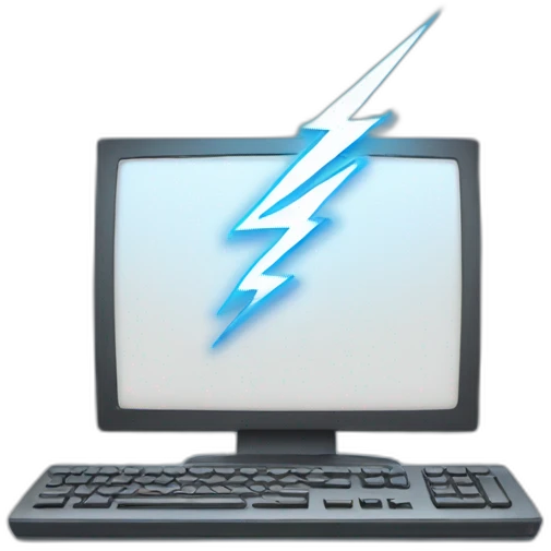 Computer with lightning emoji