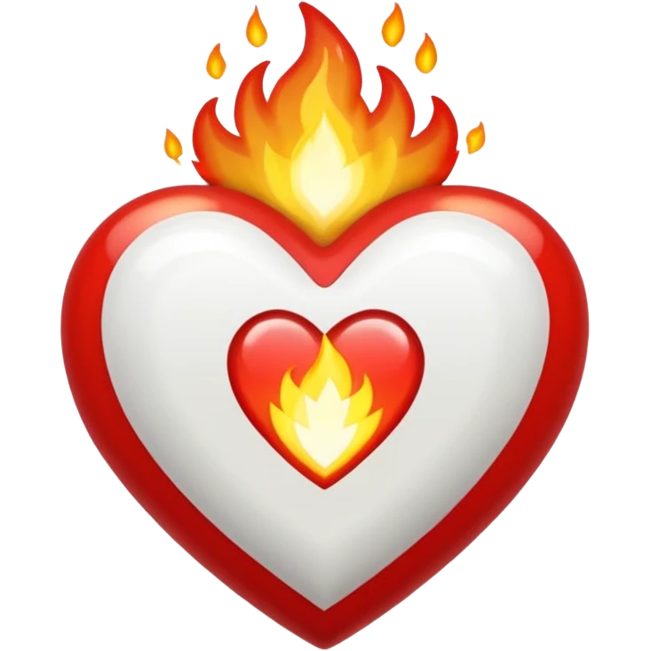 Corazón con líneas blancas y fuego blanco  emoji