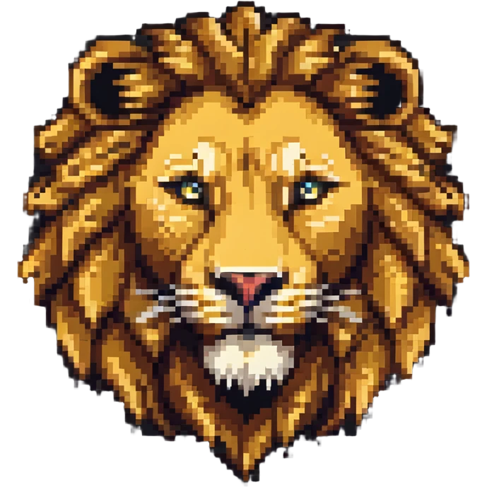 pixel art lion head with detailed mane emoji
