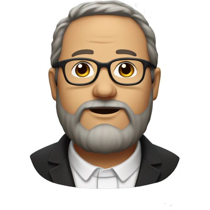 Middle-aged fat man with bushy beard and glasses as a pastor emoji