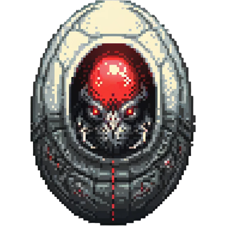 cranial, eye, MRI, SCAN, egg, embryonic, inside of glass egg, alien, eerie, eyes glow red emoji