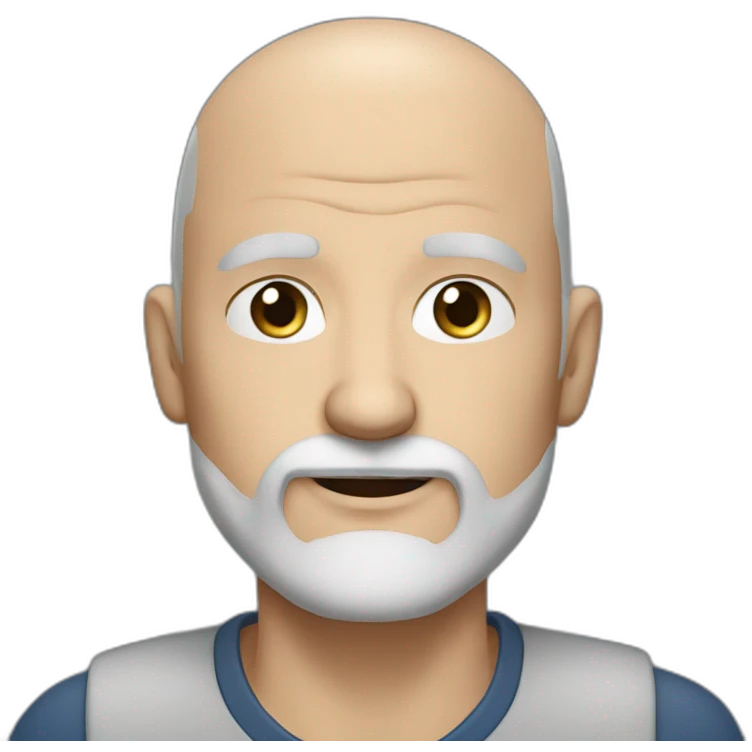 slightly older bald guy with blue eyes and dark grey beard emoji
