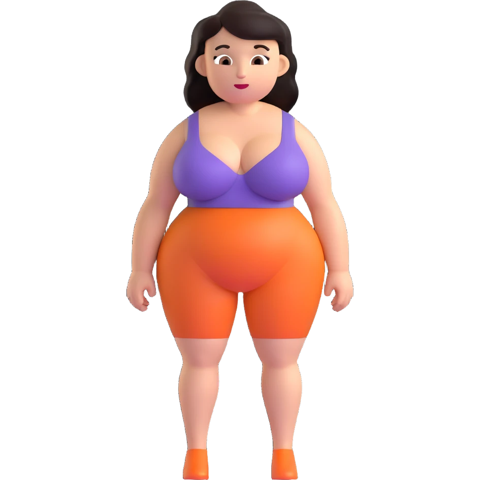 cartoon woman with exaggerated proportions, large chest emoji