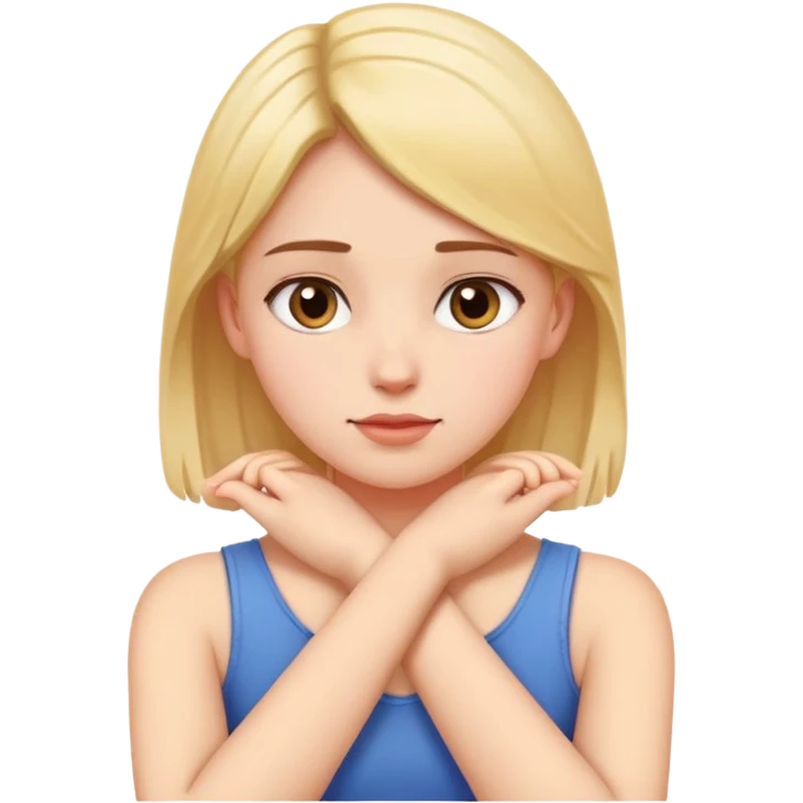 Hands crossed holding neck girl emoji