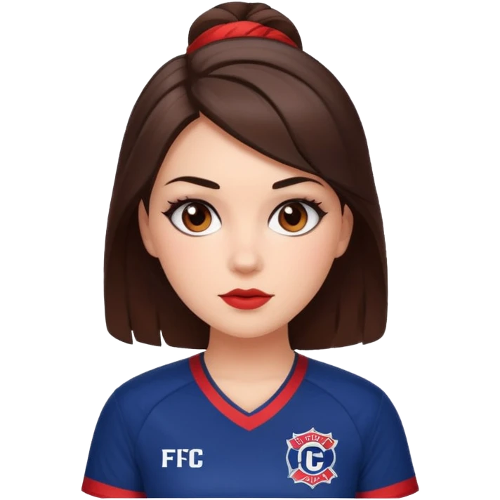 Brunette woman wearing chicago fire fc jersey with cute makeup on emoji