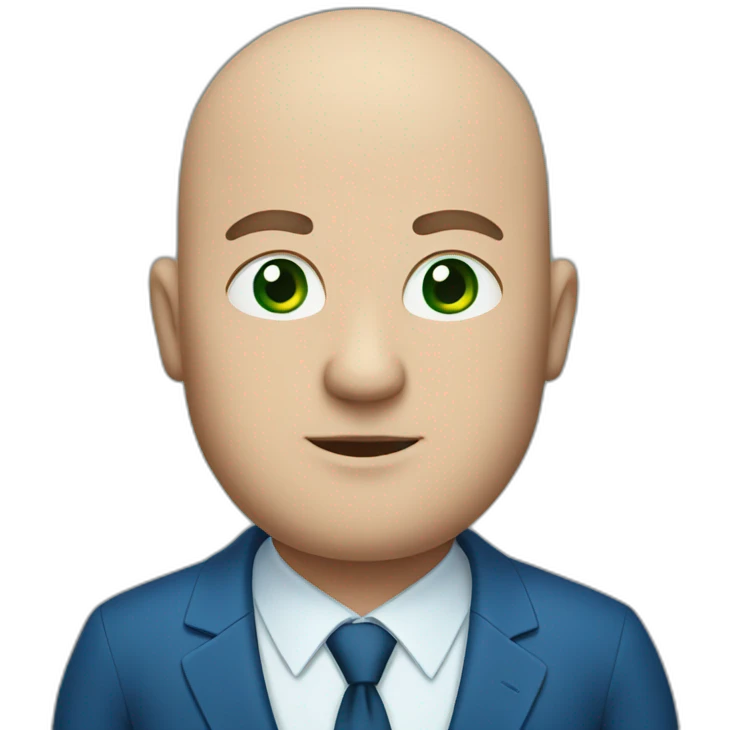 green-eyed overweight bald man in a blue suit emoji