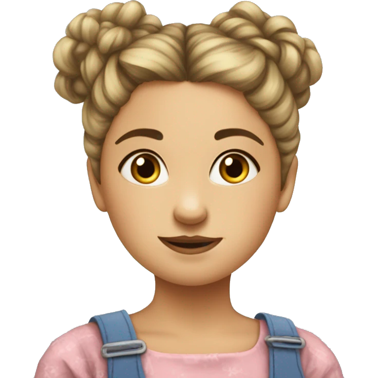 a girl with a messy bun with dress sitting down painting￼ emoji