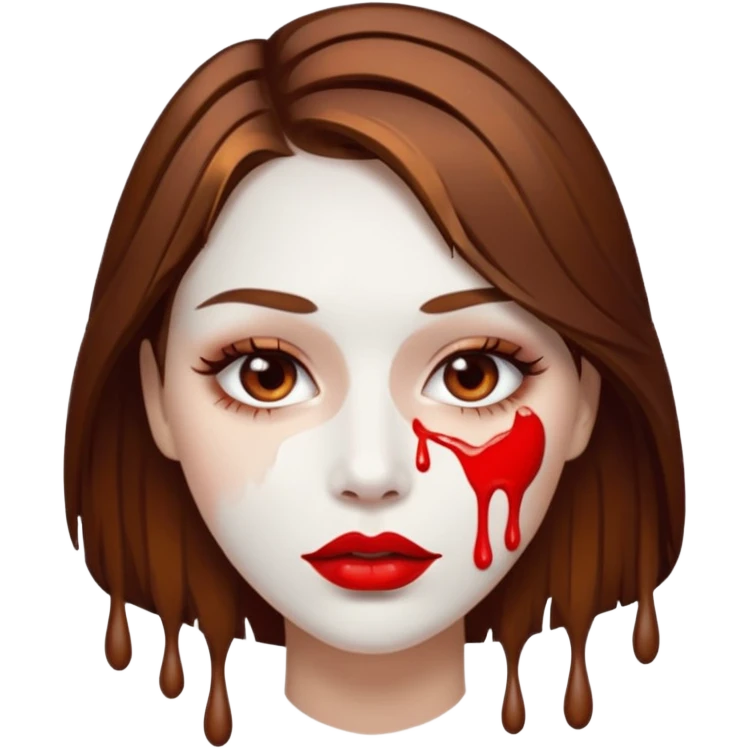 Brown Hair Woman , white paint , drip, face, hot  Sexy, lips emoji
