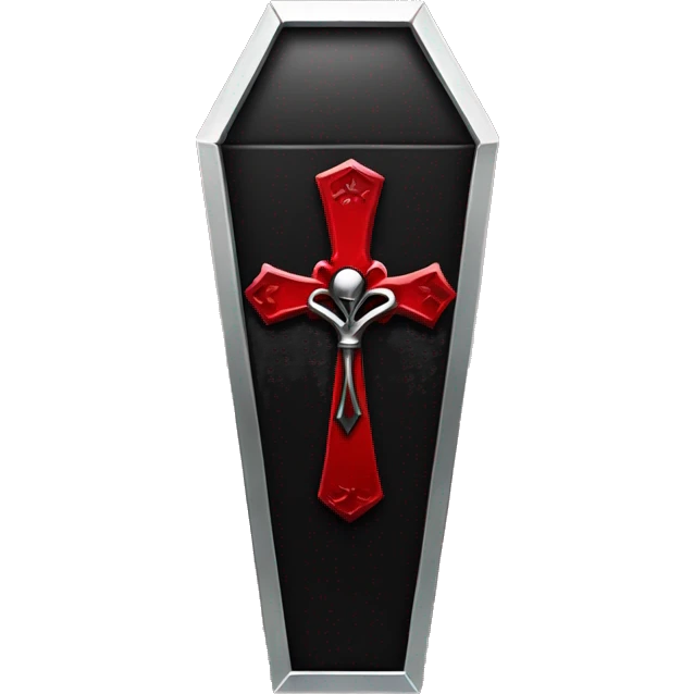 Red and black Gothic coffin with a silver ankh  emoji