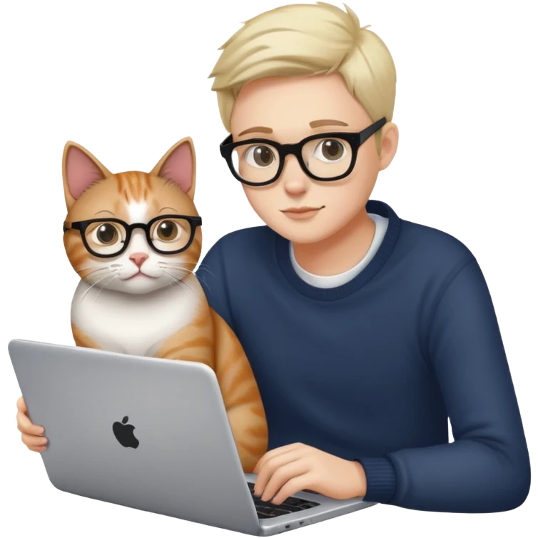 cat sitting next to person working on laptop emoji