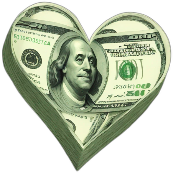heart mixed with cash emoji