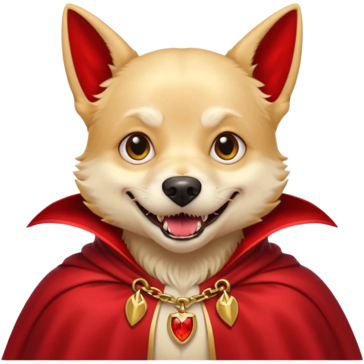 Goldern Vampire Dog in red collar cloak emoji