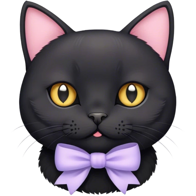 
short-haired black British cat with pastel bow emoji