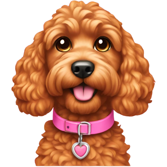 Orange cockapoo with pink collar  emoji