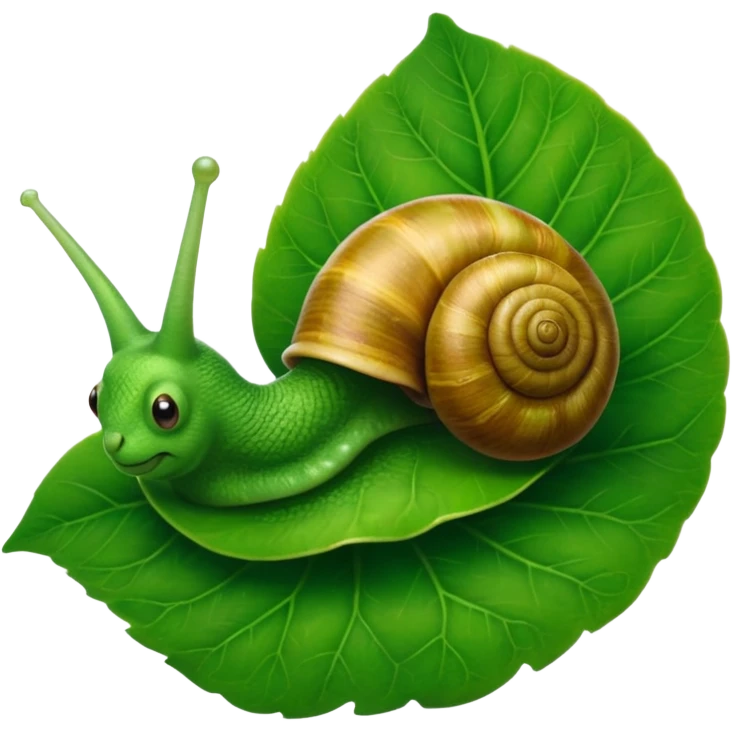Snail with Long hair on leaf emoji