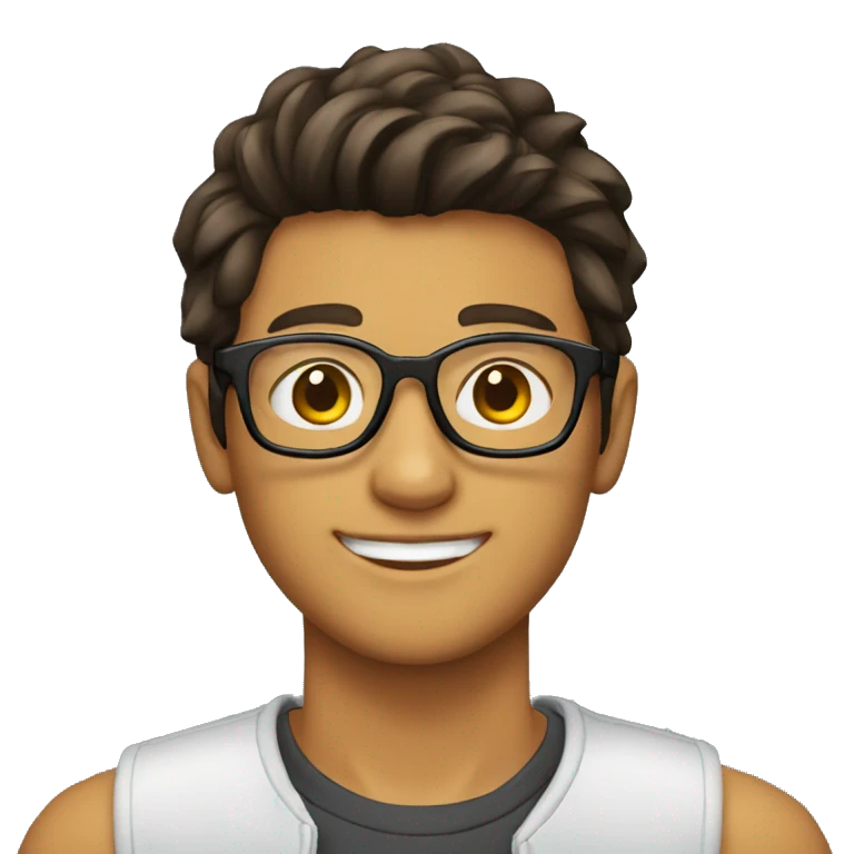 chico joven de 18 años con gafas emoji