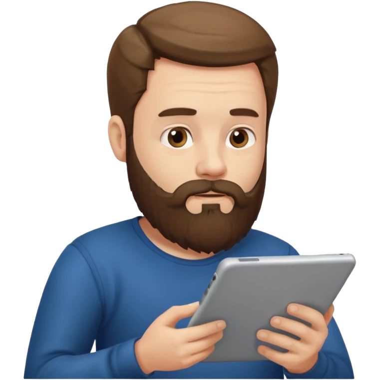 bearded man reading a tablet emoji