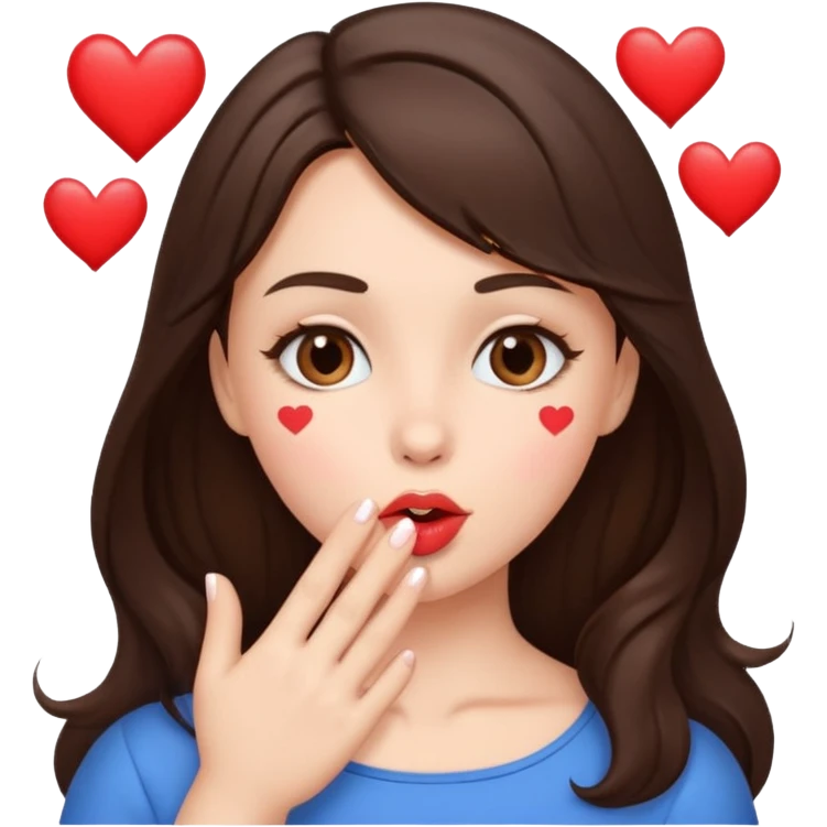 Me blowing kisses brunette hearts showing love emoji