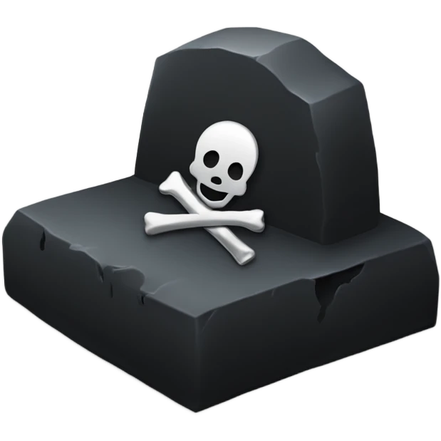 a black grave with the letters RIP on a silver heart emoji